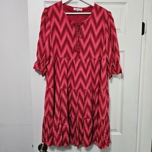 Indigo Soul Red Zigzag Midi Dress